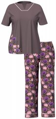 Ulla Popken 850903 Blomstret pyjamas 2-pak Brun
