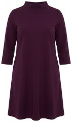 Ulla Popken 851664 Jerseykjole med rullekrave Blomme