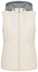 Ulla Popken 851781 Quiltet vest med hætte Benhvid