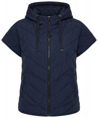 Ulla Popken 851785 Oversize quiltet vest med hætte Mørkeblå