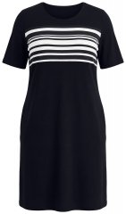 Ulla Popken 852079 Stribet T-shirtkjole Sort