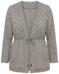 Ulla Popken 852086 Stribet cardigan med snøre Taupe