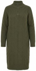 Ulla Popken 852121 Langærmet strikket kjole med rullekrave Khaki