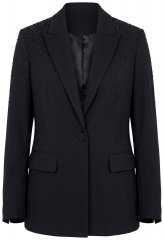 Ulla Popken 852498 Blazer med similisten og én knap Sort