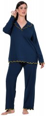 Ulla Popken 852573 Pyjamas med skjortekrave Mørkeblå