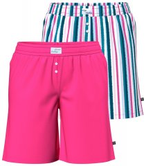 Ulla Popken 852752 Stribede pyjamasshorts 2-pak Rosa