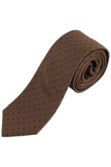 JP1880 853822 Prikket silkeslips ekstralang Mørkebrun