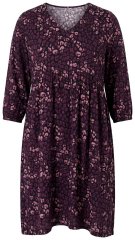 Ulla Popken 855270 Mønstret jerseykjole med V-hals Sort