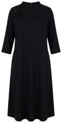 Ulla Popken 855373 Mønstret jerseykjole Sort