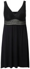Ulla Popken 855428 Negligé med blonde Sort