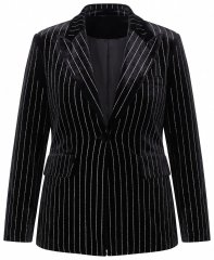 Ulla Popken 855499 Velourblazer med similisten Sort