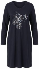 Ulla Popken 856132 Blomstret natkjole Sort