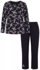 Ulla Popken 856134 Blomstret pyjamas Sort