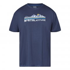 North Latitude Mountain T-Shirt V-Neck Mørkeblå