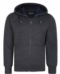 Kam Jeans 7051 Quilted Jersey Zip Thru Hoody Charcoal