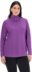 Ulla Popken Basic Long Sleeve Slim Fit Turtleneck Purple