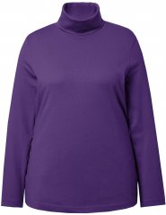 Ulla Popken Basic Long Sleeve Slim Fit Turtleneck Deep Violet