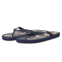 Jack & Jones Logo Palm Print Flip Flop Slippers Medieval Blue