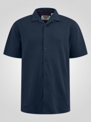 D555 Connor Stretch Cuban Collar Resort Short Sleeve Shirt Navy