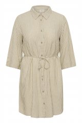 Kaffe Curve Milla Short Shirt Dress Chinchilla/Chalk Stripe