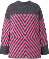 Ulla Popken Graphic Stripe Long Sleeve Turtleneck Sweater Flamingo