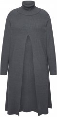 Ulla Popken Long Turtleneck Duster Sweater Graphite Grey
