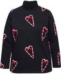 Ulla Popken Candy Cane Graphic Sweatshirt Black
