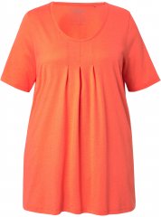 Ulla Popken Essential Front Pleat Tee Pink Coral