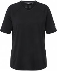 Ulla Popken Piping Accent Functional UVP 50+ Stretch Knit Top Black