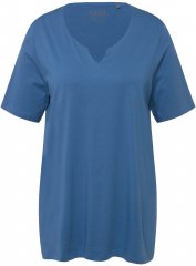 Ulla Popken Essential Notch Neck Stretch Tee Denim Blue