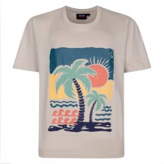 Espionage T448 desert island t-shirt med print naturhvid