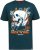 D555 NEAL Skull With Flames Printed Crew Neck T-Shirt Navy/Blue Twist - T-shirts - T-shirts i store størrelser - 2XL-14XL