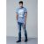 D555 Howie Fine Stripe T-shirt Blue - T-shirts - T-shirts i store størrelser - 2XL-14XL
