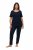 Ulla Popken 821244 Prikket pyjamas Mørkeblå - Pyjama/Loungewear - 