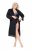 Ulla Popken 834837 Kimono-morgenkåbe med blonde Sort - Morgenkåber & badekåber - 