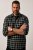 JP1880 Checked Flannel Shirt Long Sleeve Eucalyptus Green - Skjorter - Skjorter til store mænd 2XL- 8XL