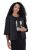 Ulla Popken 842712 Kort blazer med bindebånd og flæseærmer Sort - Blazere - Blazere i plusstørrelser til kvinder