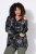 Ulla Popken 842758 Blomstret fleecejakke med hætte Sort - Fleecetøj - 