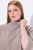 Ulla Popken 844996 Ribstrikket merinoponcho med rullekrave Lysebrun - Ponchoer og capes - 