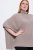 Ulla Popken 844996 Ribstrikket merinoponcho med rullekrave Lysebrun - Ponchoer og capes - 