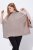 Ulla Popken 844996 Ribstrikket merinoponcho med rullekrave Lysebrun - Ponchoer og capes - 