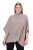 Ulla Popken 844996 Ribstrikket merinoponcho med rullekrave Lysebrun - Ponchoer og capes - 