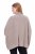Ulla Popken 844996 Ribstrikket merinoponcho med rullekrave Lysebrun - Ponchoer og capes - 