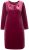 Ulla Popken 845573 Langærmet velourkjole Vinrød - Aftenkjoler - Festkjoler i plus size