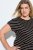 Ulla Popken 848921 Stribet jerseykjole med bindebælte Sort - Maxikjoler - Maxikjoler i plus size