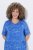 Ulla Popken 850204 Mønstret T-shirtkjole med flæser Blå - Jerseykjoler - 