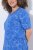 Ulla Popken 850204 Mønstret T-shirtkjole med flæser Blå - Jerseykjoler - 