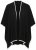 Ulla Popken 851127 Åben strikponcho med similikant Sort - Ponchoer og capes - 