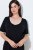 Ulla Popken 851237 Stribet natkjole Sort - Natkjoler - 