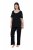 Ulla Popken 851245 Stribet pyjamas Sort - Pyjama/Loungewear - 